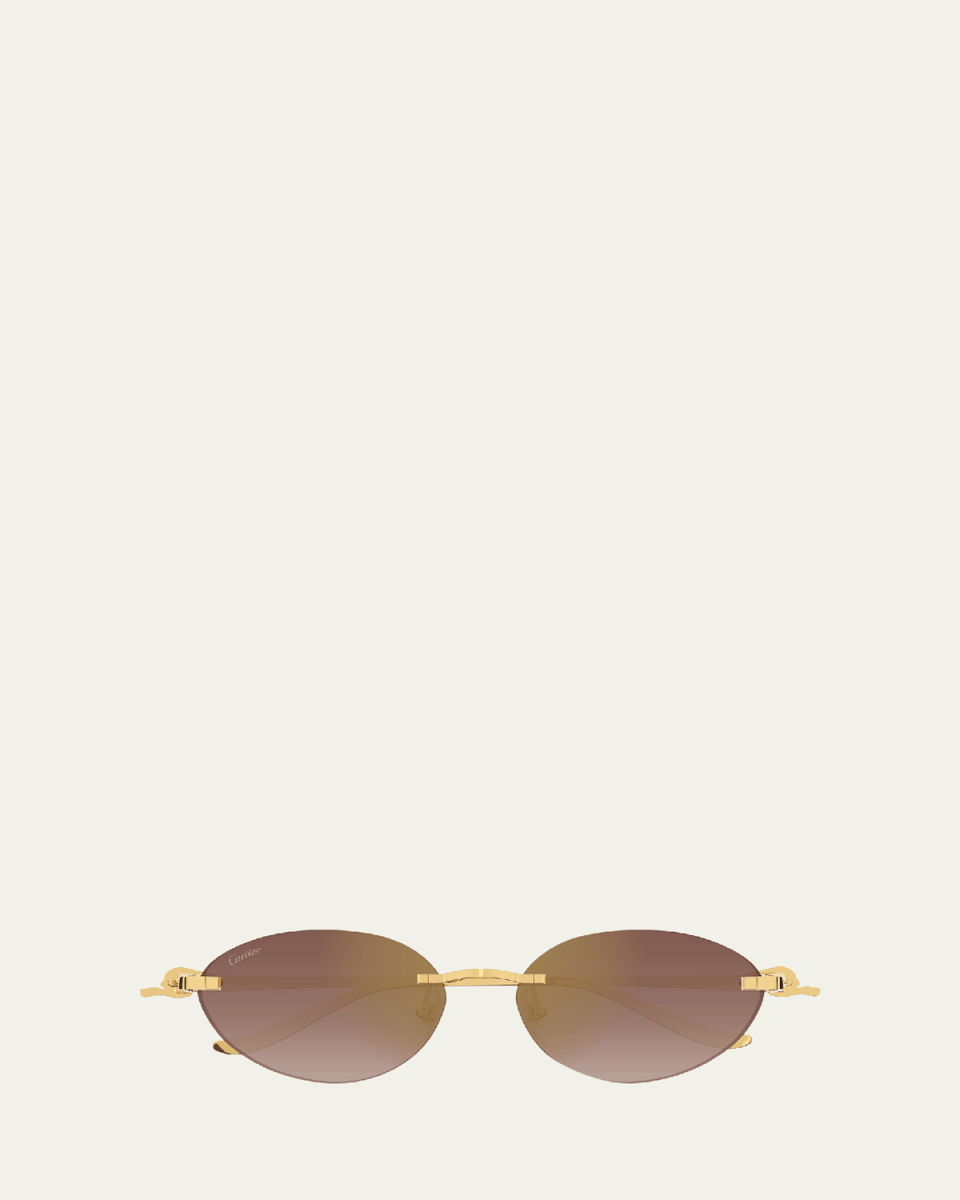 Panthère Rimless Metal Oval Sunglasses